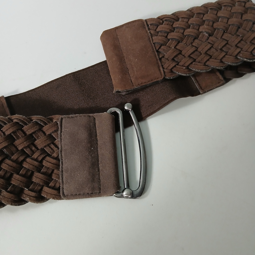 Le Chateau Stretchy Faux Leather Braid Statement Belt